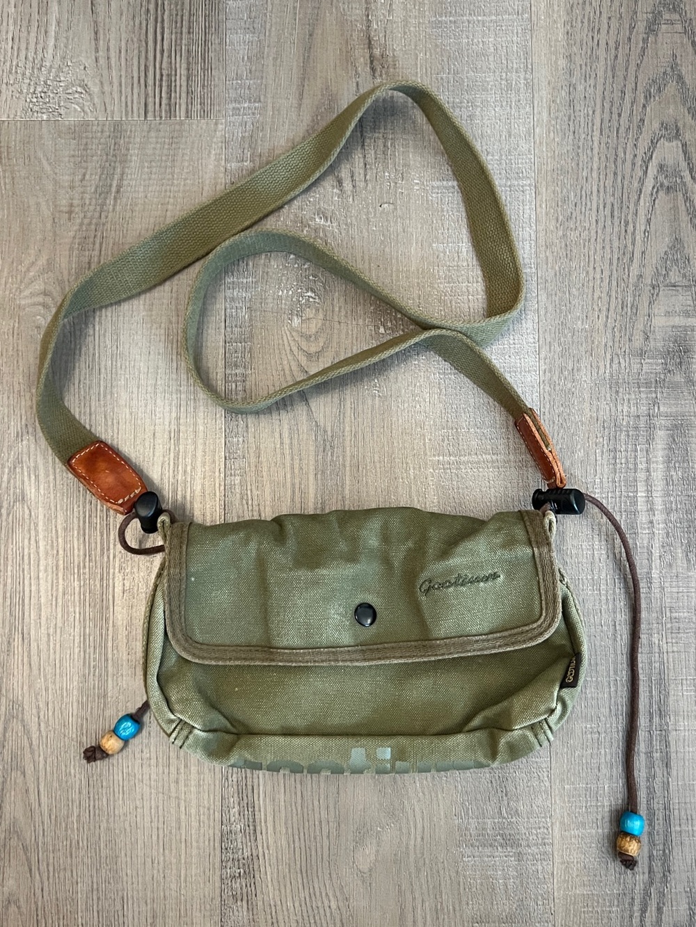 Vintage Gootium Green Canvas Purse Crossbody Bag